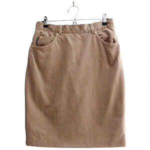 Vintage 80s Escada Margaretha Ley Corduroy Skirt Tan Gold 38 or 8 US Luxury
